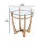 Glass Top Round End Table with Metal Base Champagne Gold and Clear AMF-81612