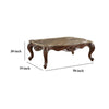 20’ Carved Wooden Coffee Table with Marble Top Brown AMF-81655