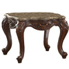 Marble Top End Table With Motif Engraved Cabriole Legs Brown By Casagear Home AMF-81657