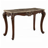 Marble Top Sofa Table With Carved Floral Motifs Wooden Feet Brown AMF-81698