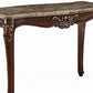 Marble Top Sofa Table With Carved Floral Motifs Wooden Feet Brown AMF-81698