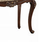 Marble Top Sofa Table With Carved Floral Motifs Wooden Feet Brown AMF-81698