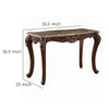 Marble Top Sofa Table With Carved Floral Motifs Wooden Feet Brown AMF-81698