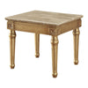 Marble Top End Table With Fluted Detail Wooden Turned Legs Gold AMF-81717