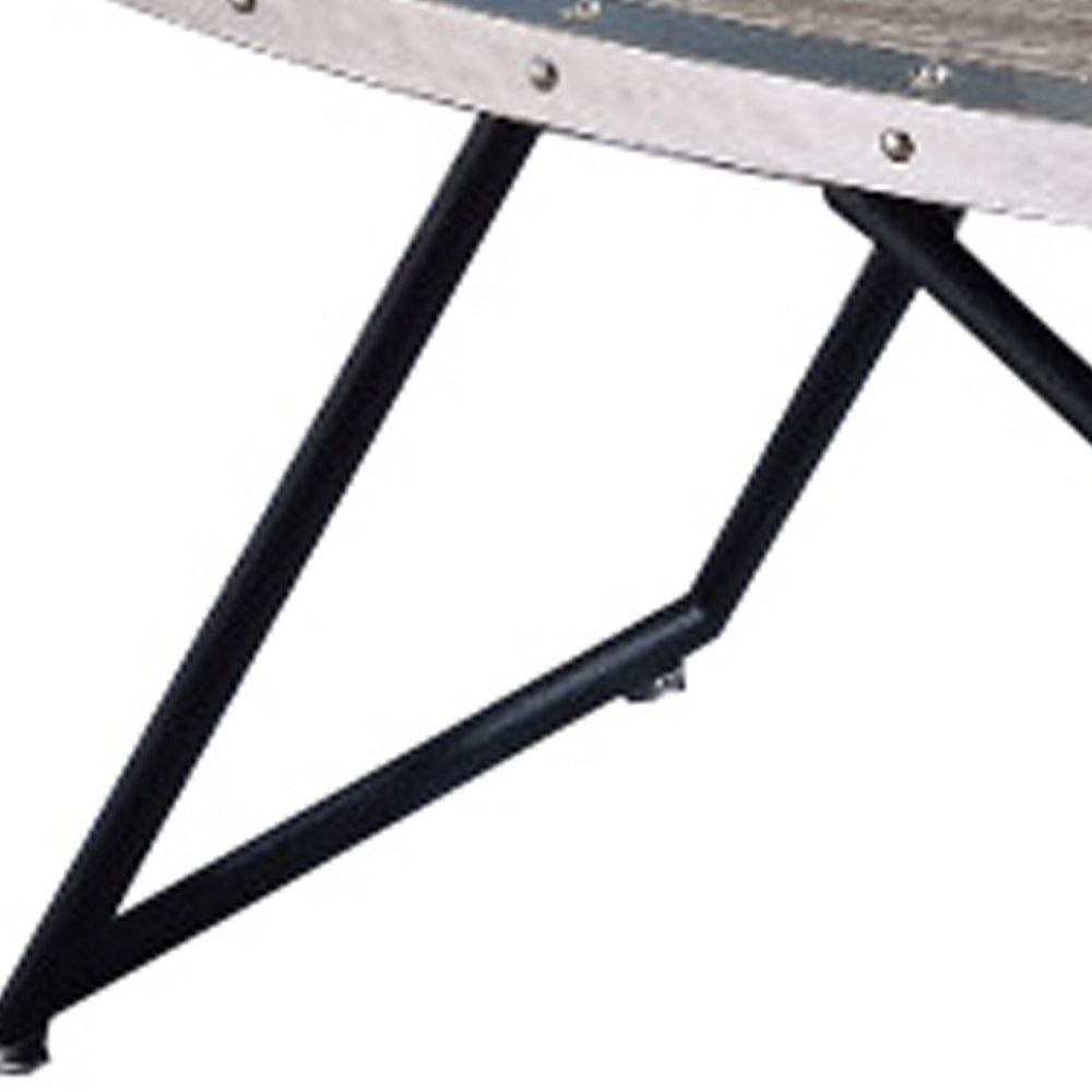 15’ Oval Coffee Table with Irregular Metal Base Gray AMF-81730