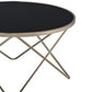 18’ Glass Top Coffee Table with Metal Base Black and Gold By Casagear Home AMF-81830