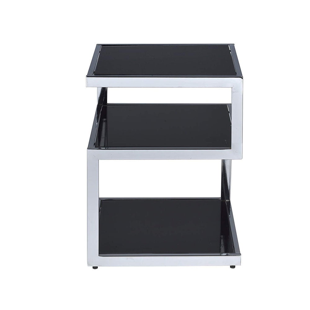 Alyea End Table Black Glass & Chrome AMF-81848