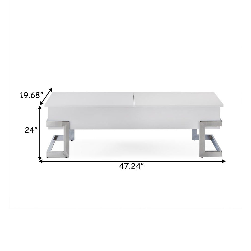 Wooden Coffee Table With Lift Top Storage Space White AMF-81850