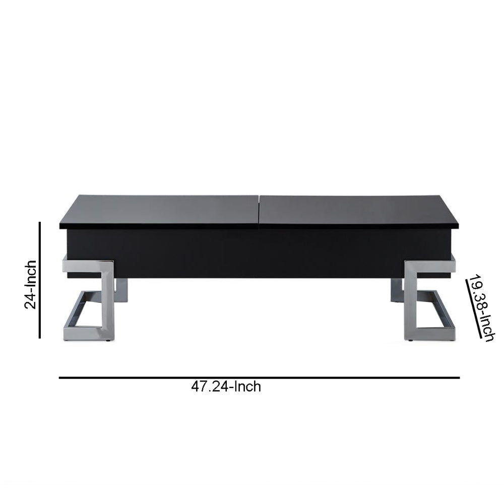 Wooden Coffee Table With Lift Top Storage Space Black AMF-81855