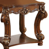 Square Top End Table With Scrolled Leg And Bottom Shelf Cherry Brown AMF-82001