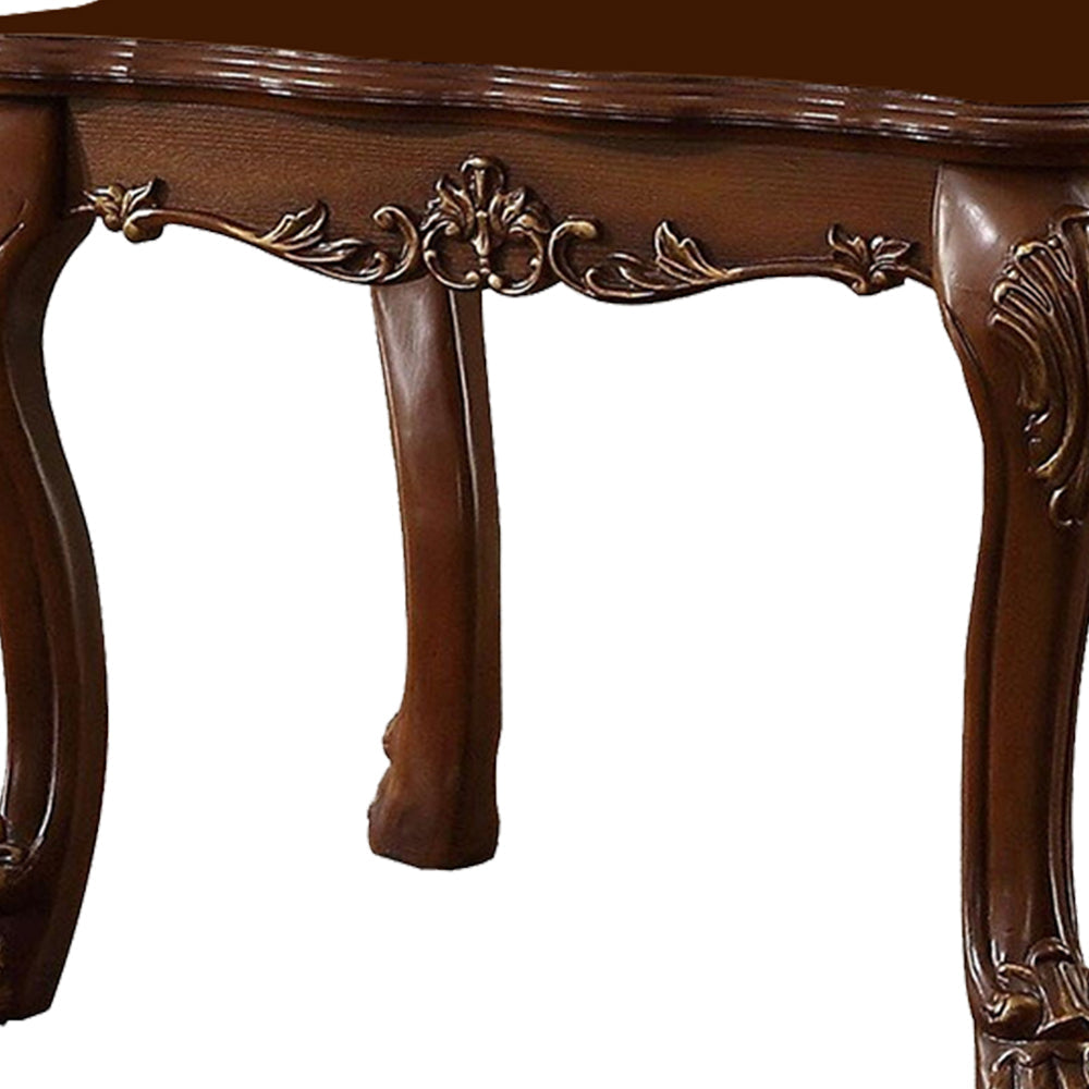 Traditional Wooden End Table with Claw Feet Cherry Oak Brown - 82096 AMF-82096