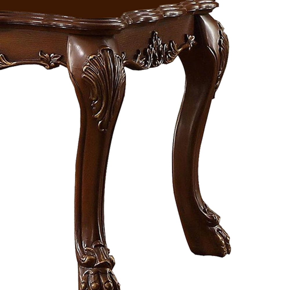 Traditional Wooden End Table with Claw Feet Cherry Oak Brown - 82096 AMF-82096