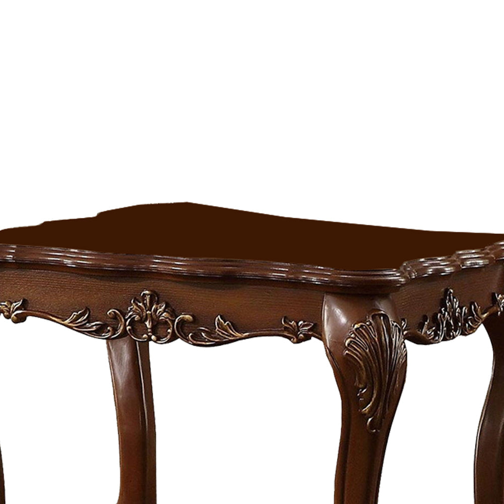 Traditional Wooden End Table with Claw Feet Cherry Oak Brown - 82096 AMF-82096