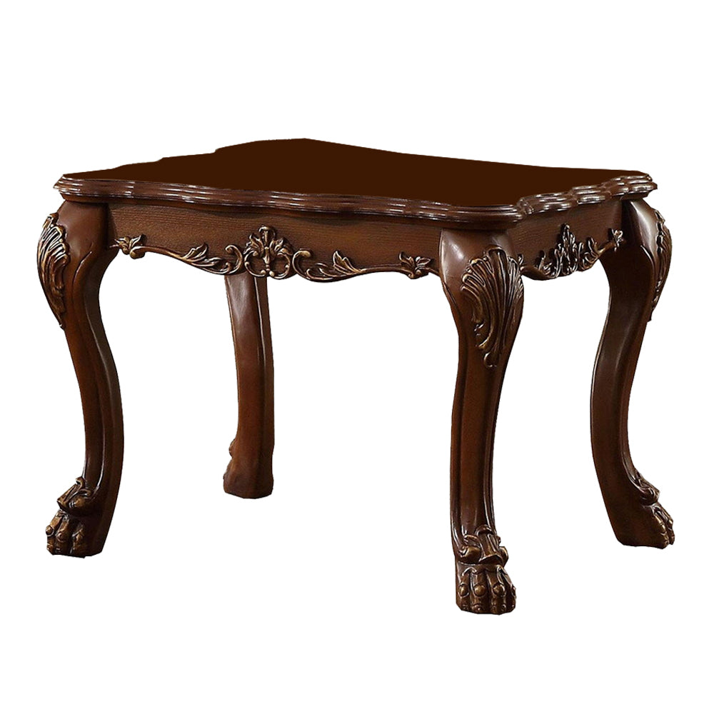 Traditional Wooden End Table with Claw Feet Cherry Oak Brown - 82096 AMF-82096