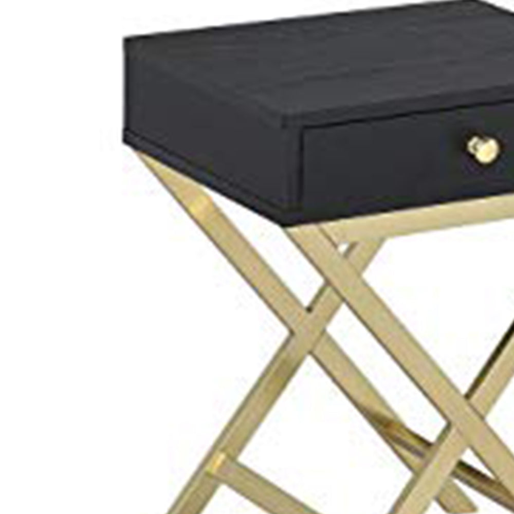 Stylish Side Table Black & Gold By Casagear Home AMF-82296