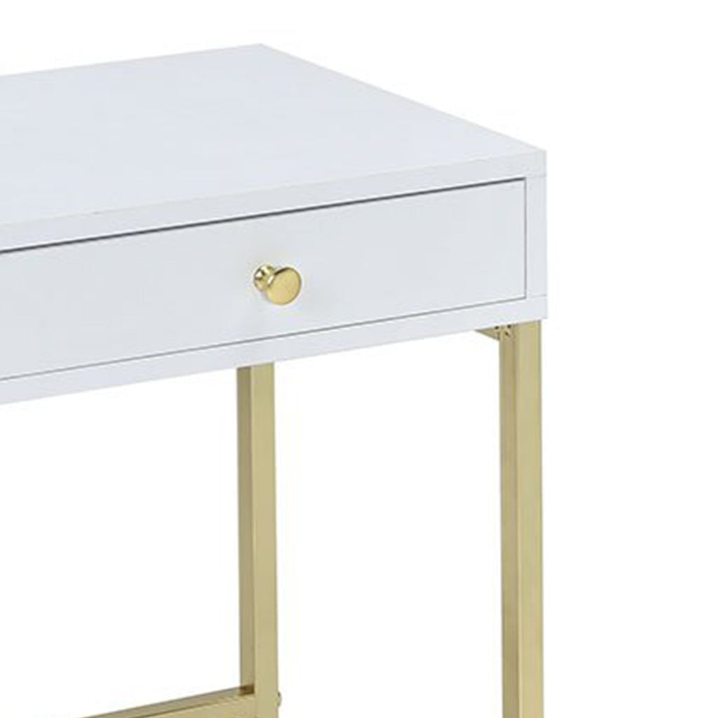 Astonishing Side Table White & Gold By ACME AMF-82298