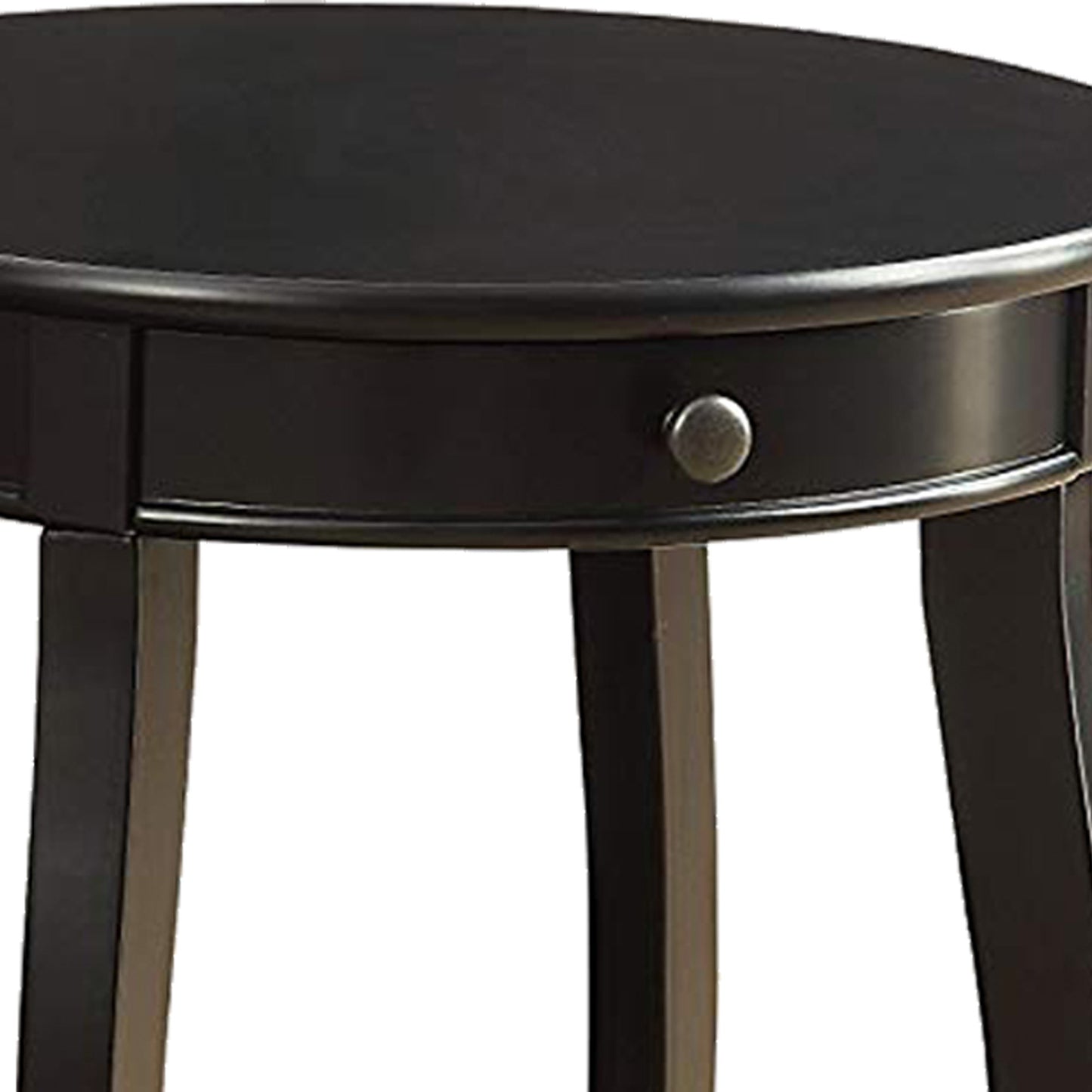 1 Drawer Round Shape Wooden End Table with Cabriole Legs Espresso Brown AMF-82812