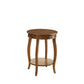 1 Drawer Round Shape Wooden End Table with Cabriole Legs Walnut Brown AMF-82814