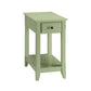 23" Rectangular Wooden Side Table with 1 Drawer, Green