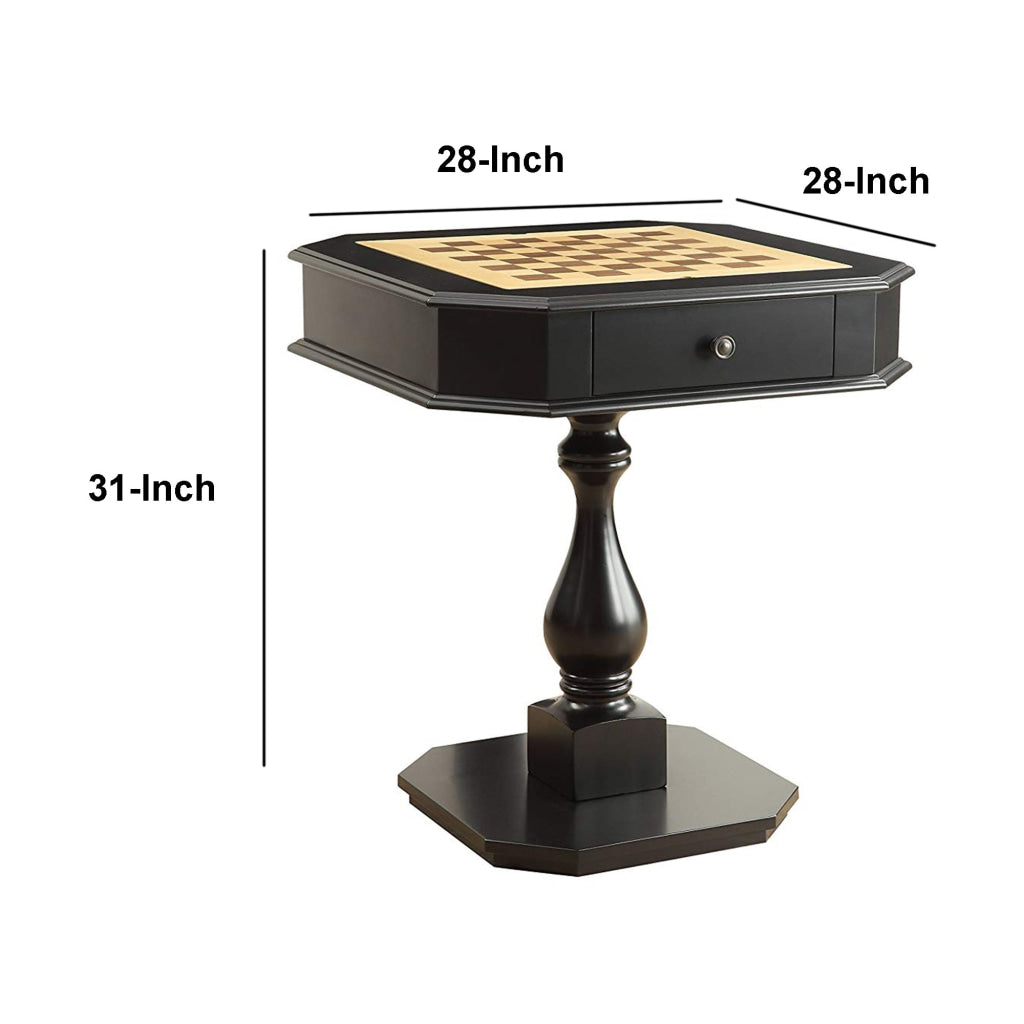 Wooden Chess Game TableWith One Drawer Black AMF-82846