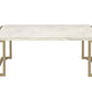 Faux Marble Top Coffee Table With Metal Base White And Gold AMF-82870