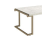 Faux Marble Top Coffee Table With Metal Base White And Gold AMF-82870