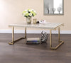 Faux Marble Top Coffee Table With Metal Base White And Gold AMF-82870