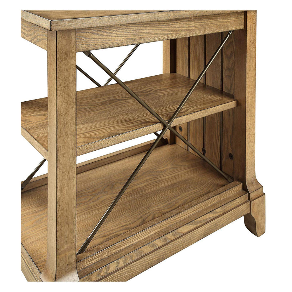 Wooden Side Table With 2 Compartments Oak Brown AMF-82909