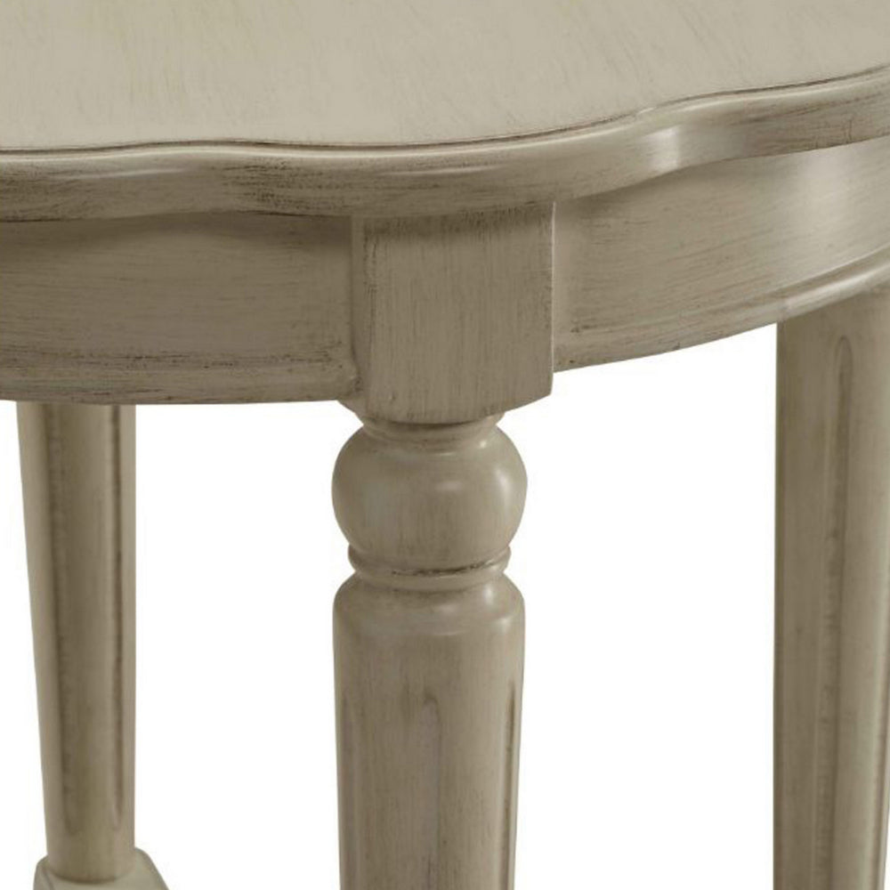 Fordon Round End Table, Scalloped Top, Antique White