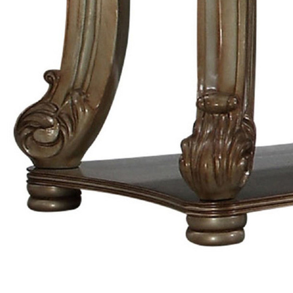 Wood Sofa Table with Bottom Shelf in Golden Brown AMF-83002