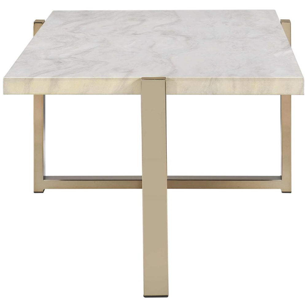 Modern Metal Framed Coffee Table with Faux Marble Top White and Gold - 83105 AMF-83105