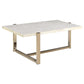 Modern Metal Framed Coffee Table with Faux Marble Top White and Gold - 83105 AMF-83105