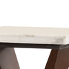 Marble Top End Table with V Shaped Wooden Base White And Brown AMF-83337