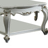 Traditional Style Wooden Coffee Table with Polyresin Carvings and Bottom Shelf White By Casagear Home AMF-83460