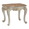 Wooden End Table With Marble Top Pearl White AMF-83542