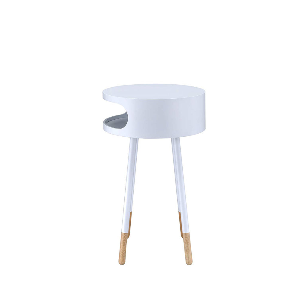 Sonria Round End Table White & Natural AMF-84445