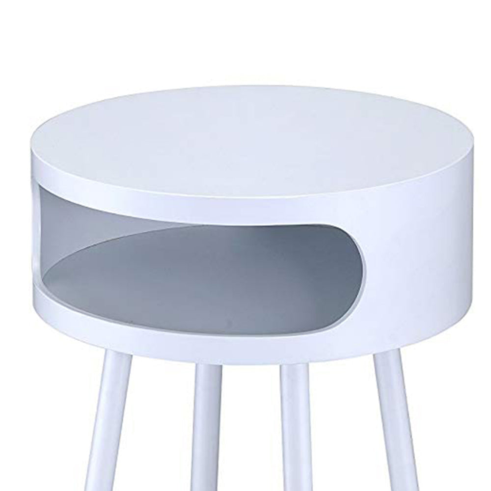 Sonria Round End Table White & Natural AMF-84445