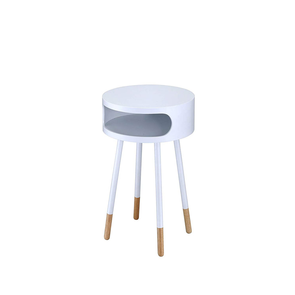 Sonria Round End Table White & Natural AMF-84445