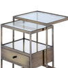 Metal and Glass 2 Piece Nesting Table Set Brown and Clear AMF-84470