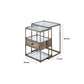 Metal and Glass 2 Piece Nesting Table Set, Brown and Clear