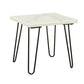 Marble Top End Table with Hairpin Style Metal Legs White and Black By Casagear Home AMF-84502