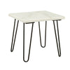 Marble Top End Table with Hairpin Style Metal Legs White and Black By Casagear Home AMF-84502