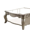 18’ Glass Top Wooden Coffee Table Antique Taupe AMF-86050