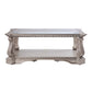 Wooden Coffee Table with Inserted Glass Top and Scrolled Legs Silver and Clear - 86930 AMF-86930