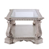 Wooden Coffee Table with Inserted Glass Top and Scrolled Legs Silver and Clear - 86930 AMF-86930