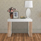 Mirror Accented Wood And Glass Vanity Desk With Faux Crystal Inlay, Silver