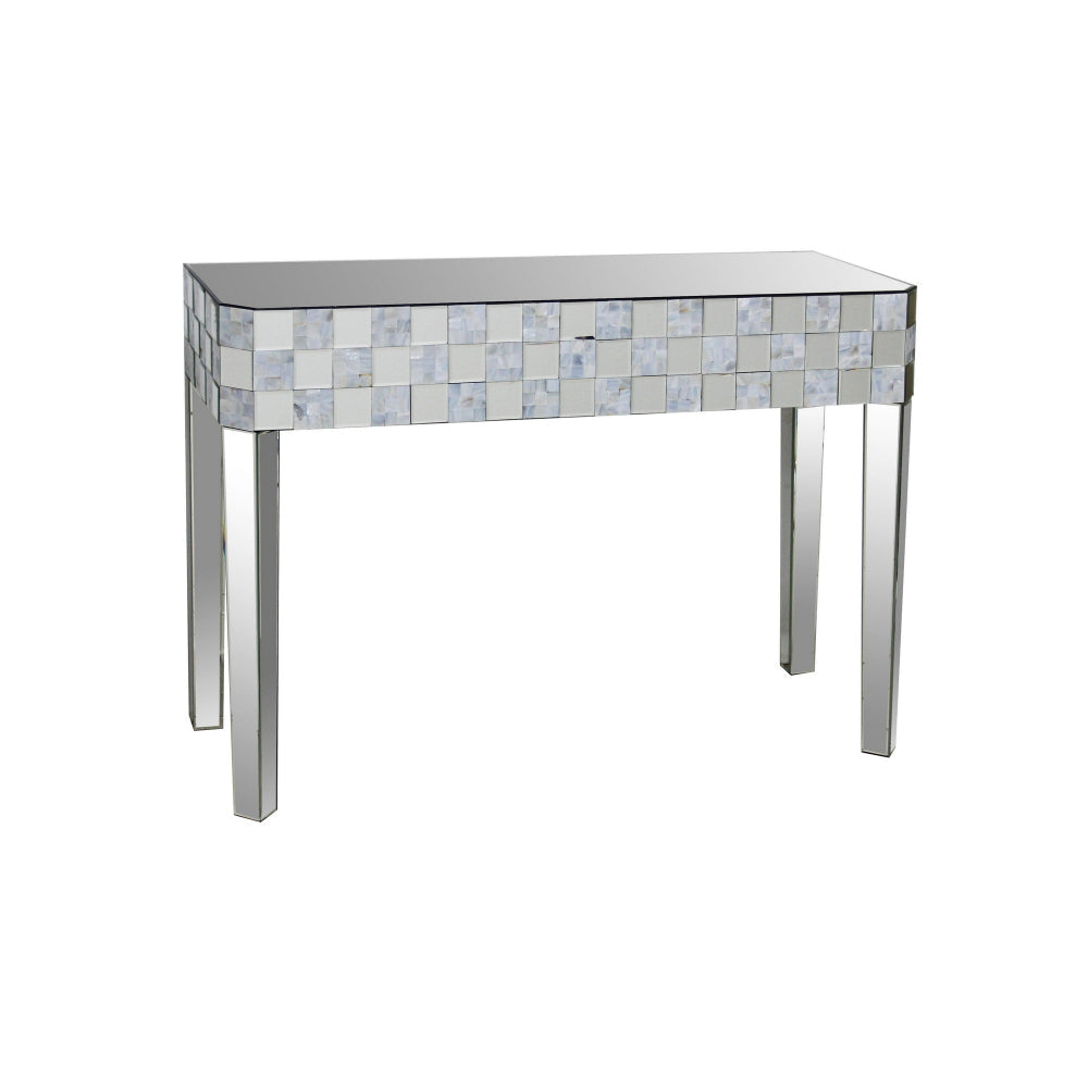 Frosted Chequered Pattern Console Table In Rectangular Shape, Clear