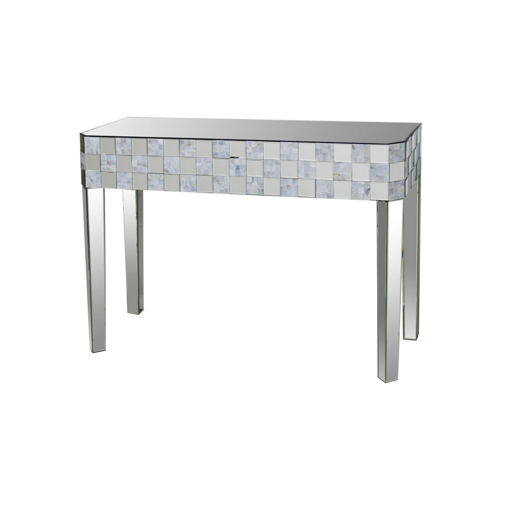 Frosted Chequered Pattern Console Table In Rectangular Shape Clear AMF-90244