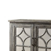 Wooden Console Table with 2 Doors and Mirror Fronts Weathered Gray AMF-90284