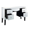 Wooden Framed Mirrored Vanity Desk with Four Drawers and Wavy Apron Silver By Casagear Home AMF-90328